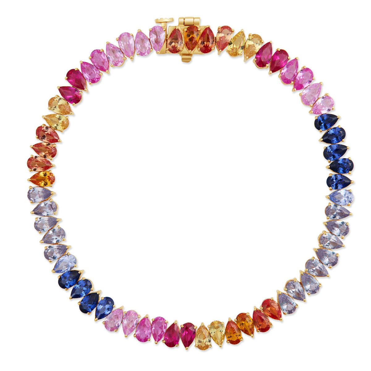 Multicolour Sapphire Pear Bracelet, 7 inch
