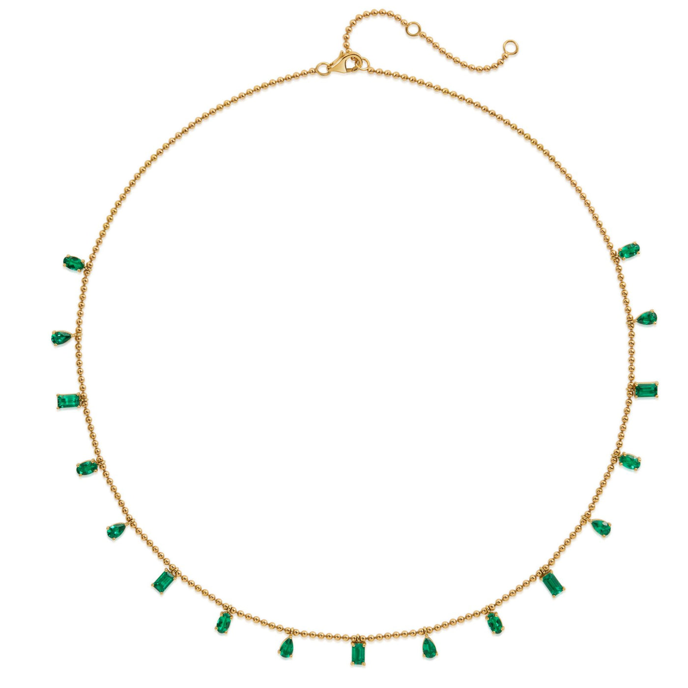 Emerald Station Bead Necklace, 18 inch