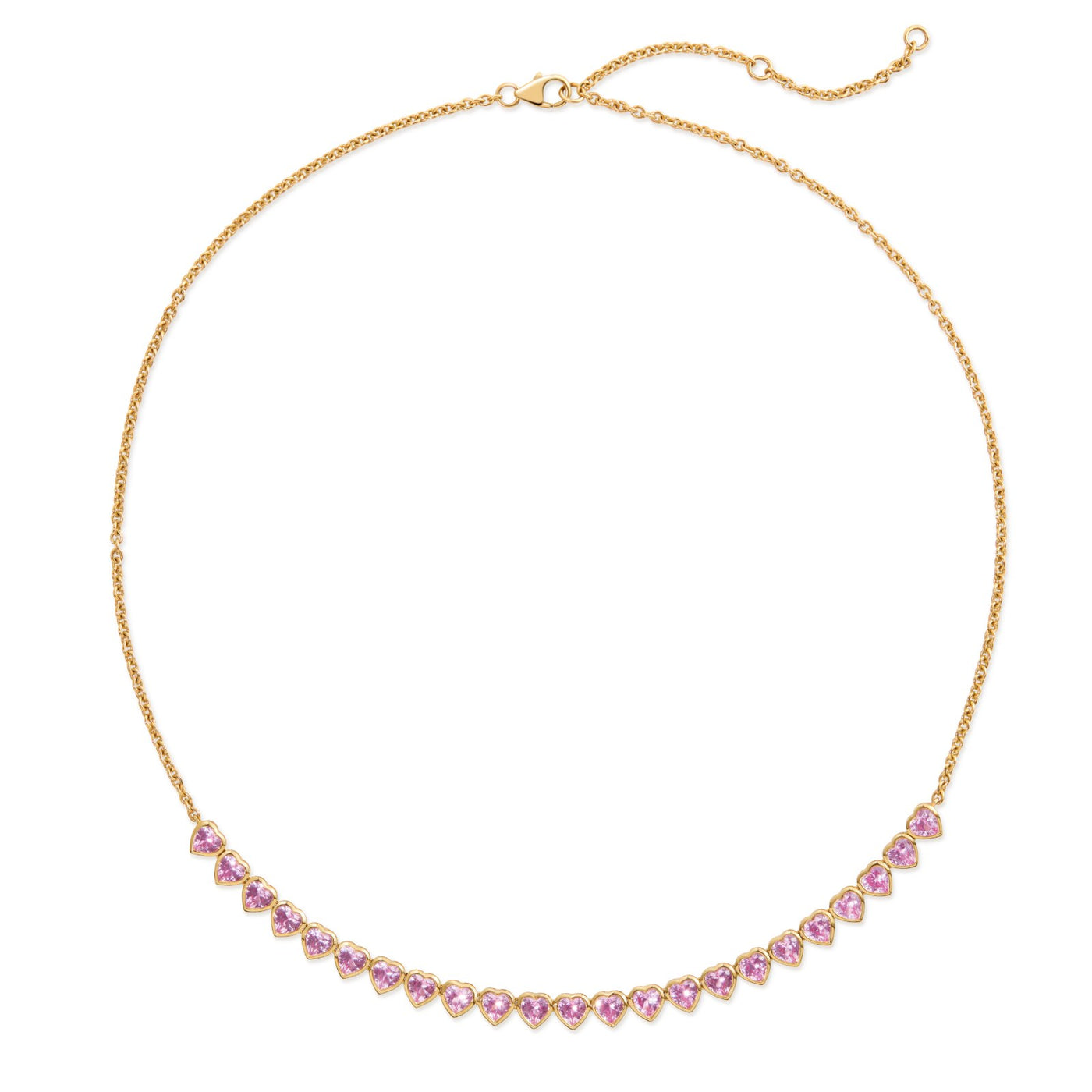 Pink Sapphire Heart Riviera, 18 inch