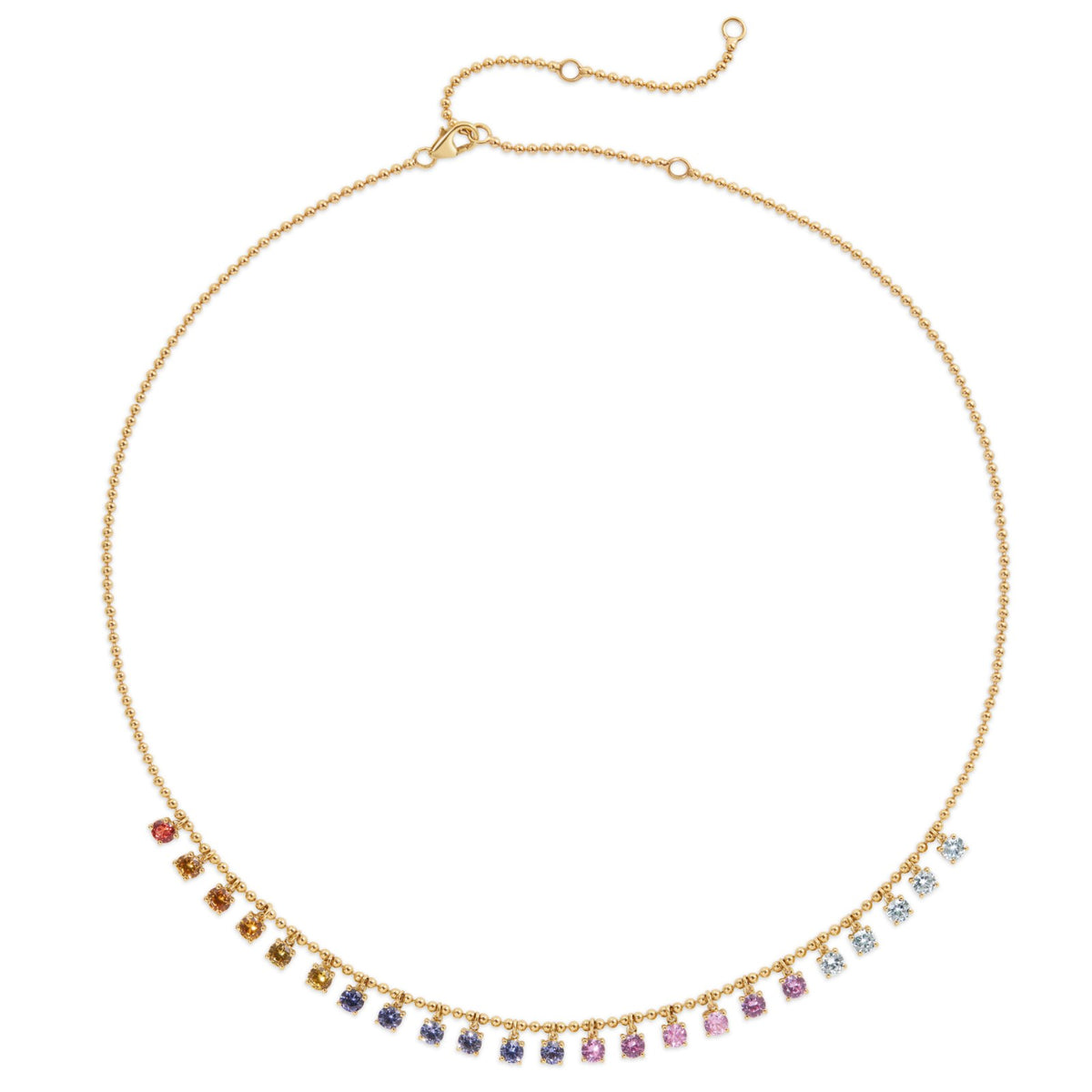 Rainbow Sapphire Drop Necklace, 18 inch