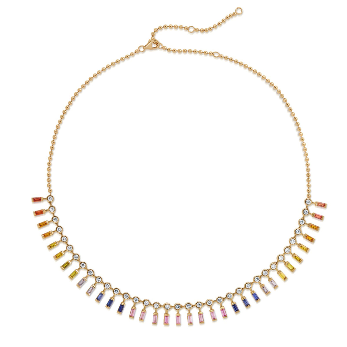 Rainbow Oval Sapphire Necklace, 18 inch