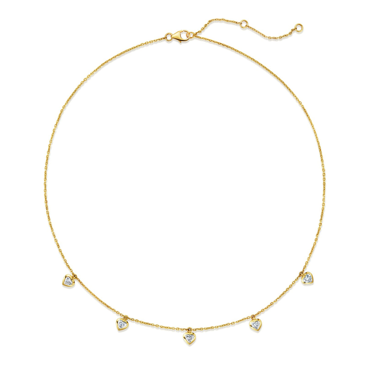 Heart Drop Station Necklace, 1.11 ctw