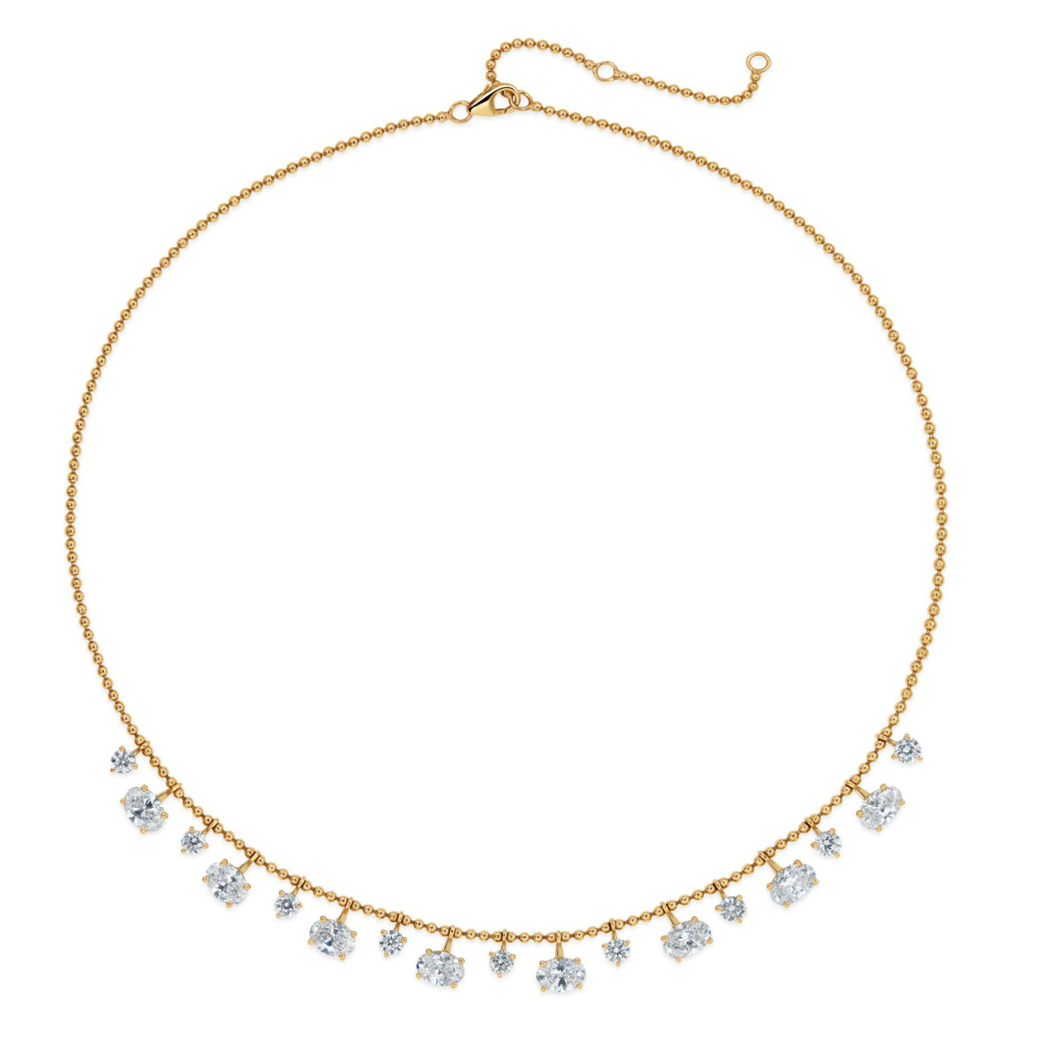 Oval and Round Fringe Necklace, 17 inch