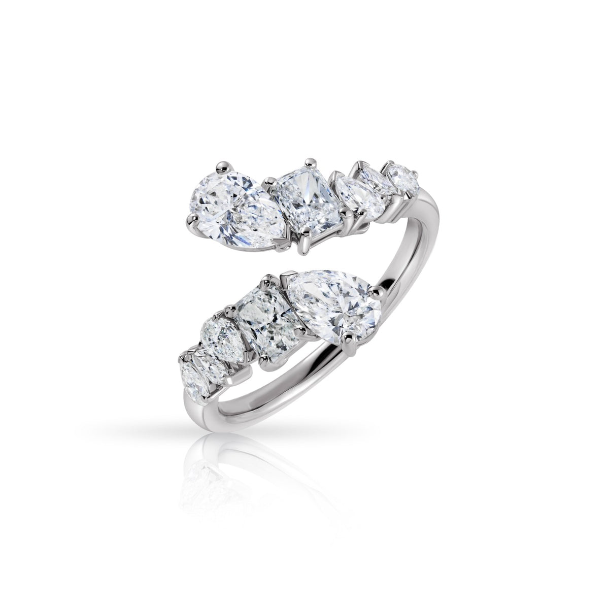 Pear and Baguette Bypass Ring